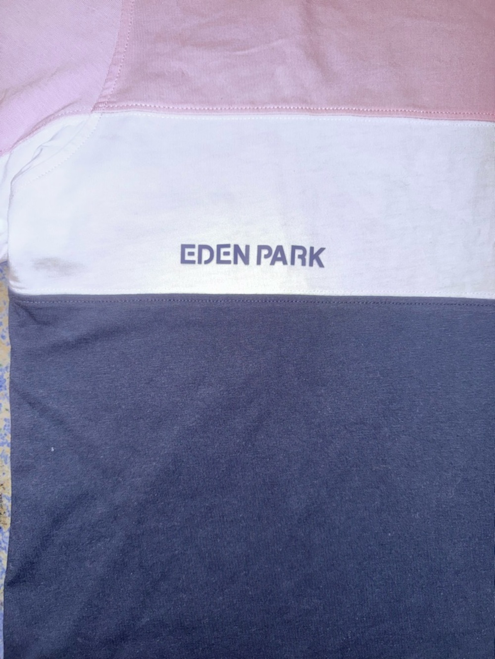 Eden Park Colorblock Crewneck T-Shirt - Pink/White/Navy Men’s Medium - Picture 11 of 12